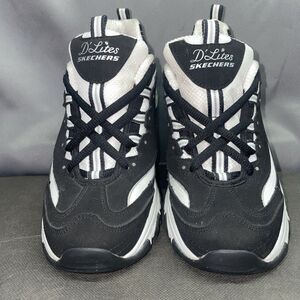 SKECHERS D'Lites Black White Memory Foam Women's Size 8 Lace Up New No Box